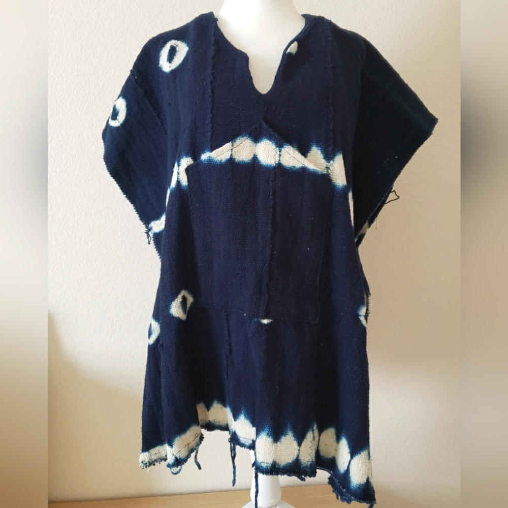 NWT Urban Outfitters indigo tie dye poncho S/M